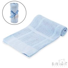 CBP51-B: Blue Cellular Cotton Roll Blanket